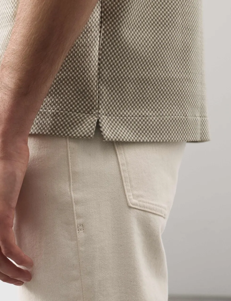 Pure Supima® CottonJacquard Zip Up Polo Shirt