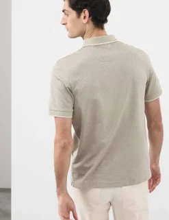 Pure Supima® CottonJacquard Zip Up Polo Shirt