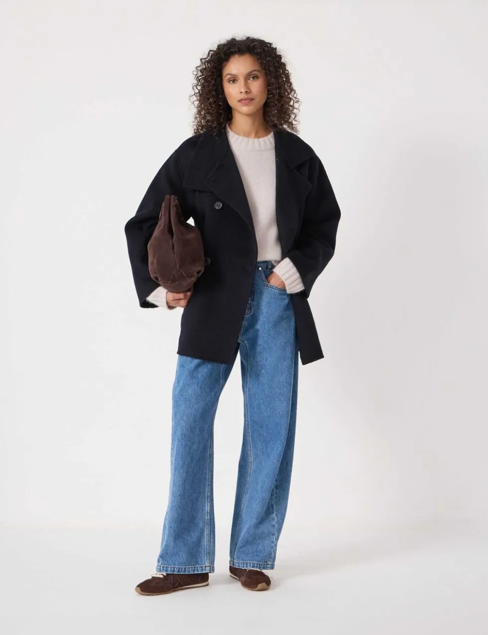 Pure Wool Belted Peacoat