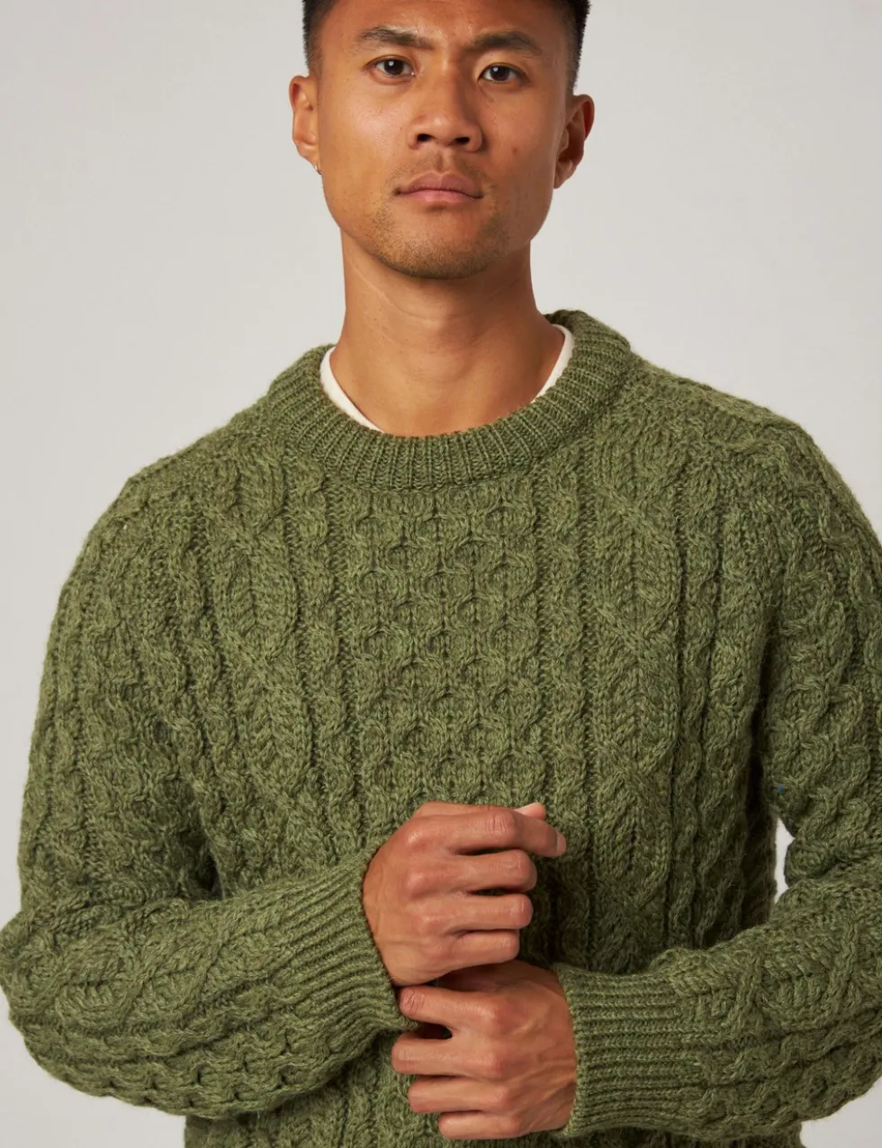 Pure Wool Cable Crew Neck Jumper