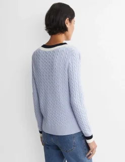 Pure Wool Cable Knit V-Neck Jumper