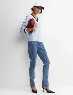 Pure Wool Cable Knit V-Neck Jumper