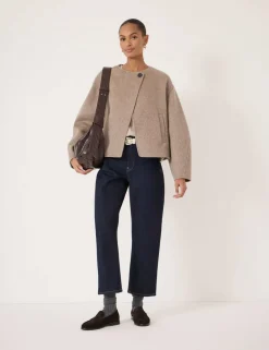 Pure Wool Collarless Short Jacket