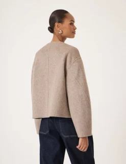 Pure Wool Collarless Short Jacket