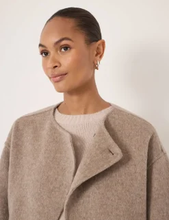 Pure Wool Collarless Short Jacket