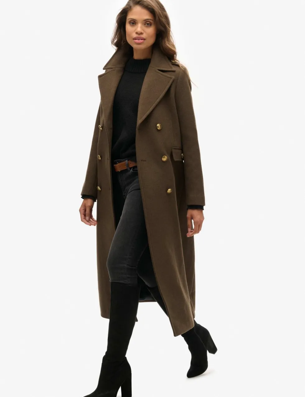 Pure Wool Double Breasted Longline Coat