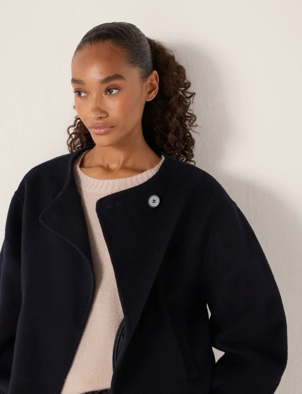 Pure Wool Double Faced Collarless Jacket