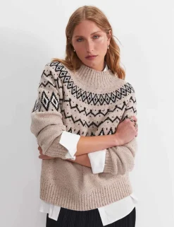 Pure Wool Fair Isle Funnel Neck Jumper