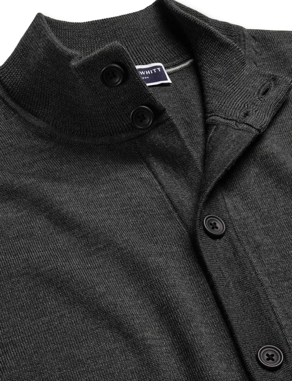 Pure Wool Funnel Neck Cardigan