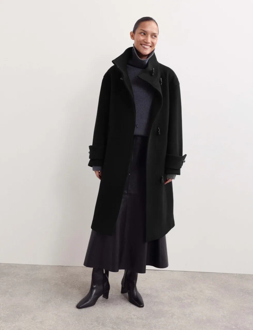 Pure Wool Funnel Neck Duffle Coat