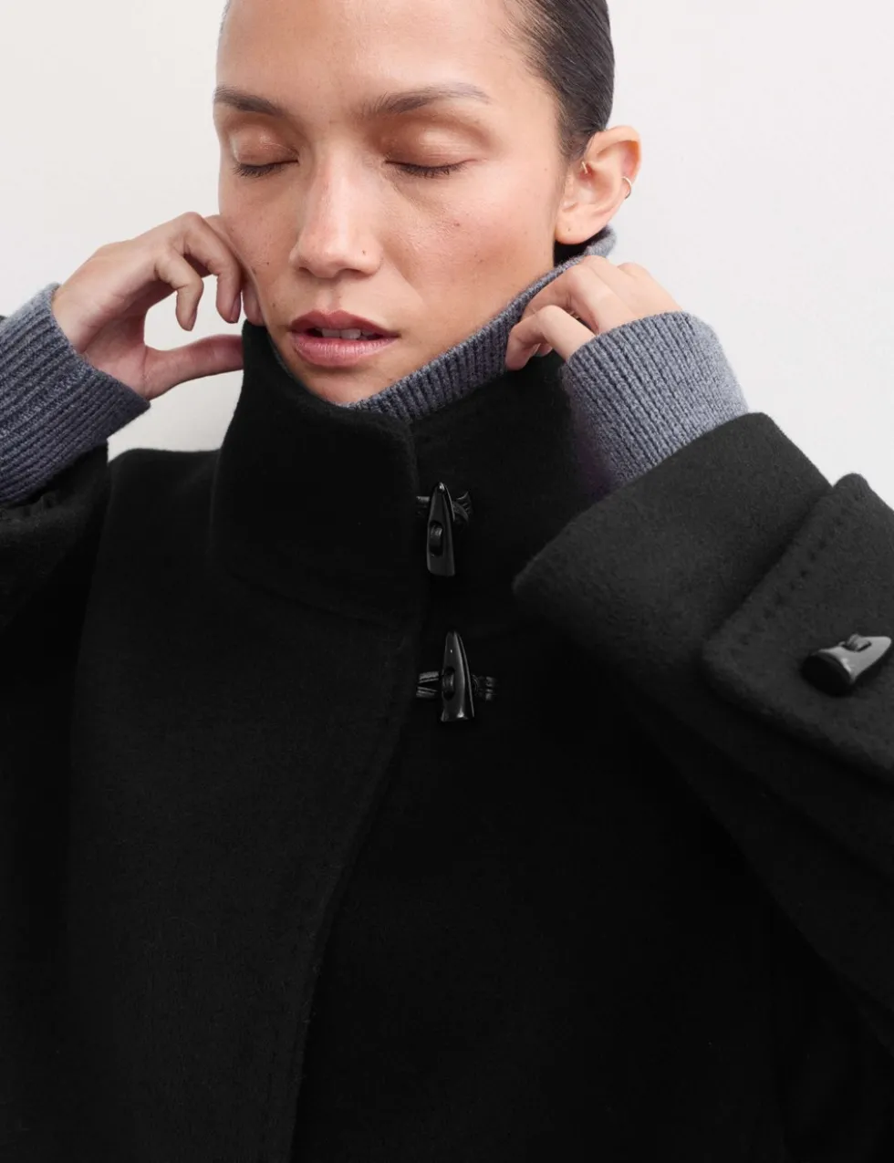 Pure Wool Funnel Neck Duffle Coat