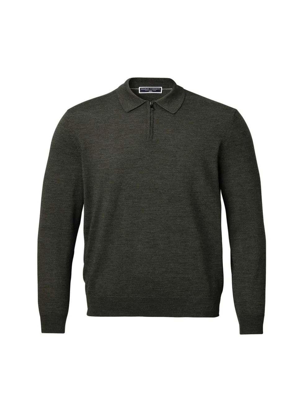 Pure Wool Half Zip Knitted Polo Shirt