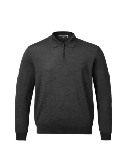 Pure Wool Half Zip Knitted Polo Shirt