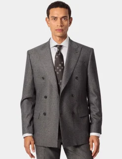 Pure Wool Herringbone Double Breasted Blazer