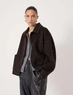 Pure Wool Leopard Print Double Faced Jacket