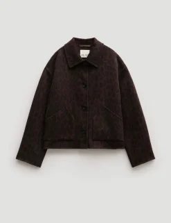 Pure Wool Leopard Print Double Faced Jacket