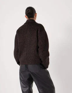 Pure Wool Leopard Print Double Faced Jacket