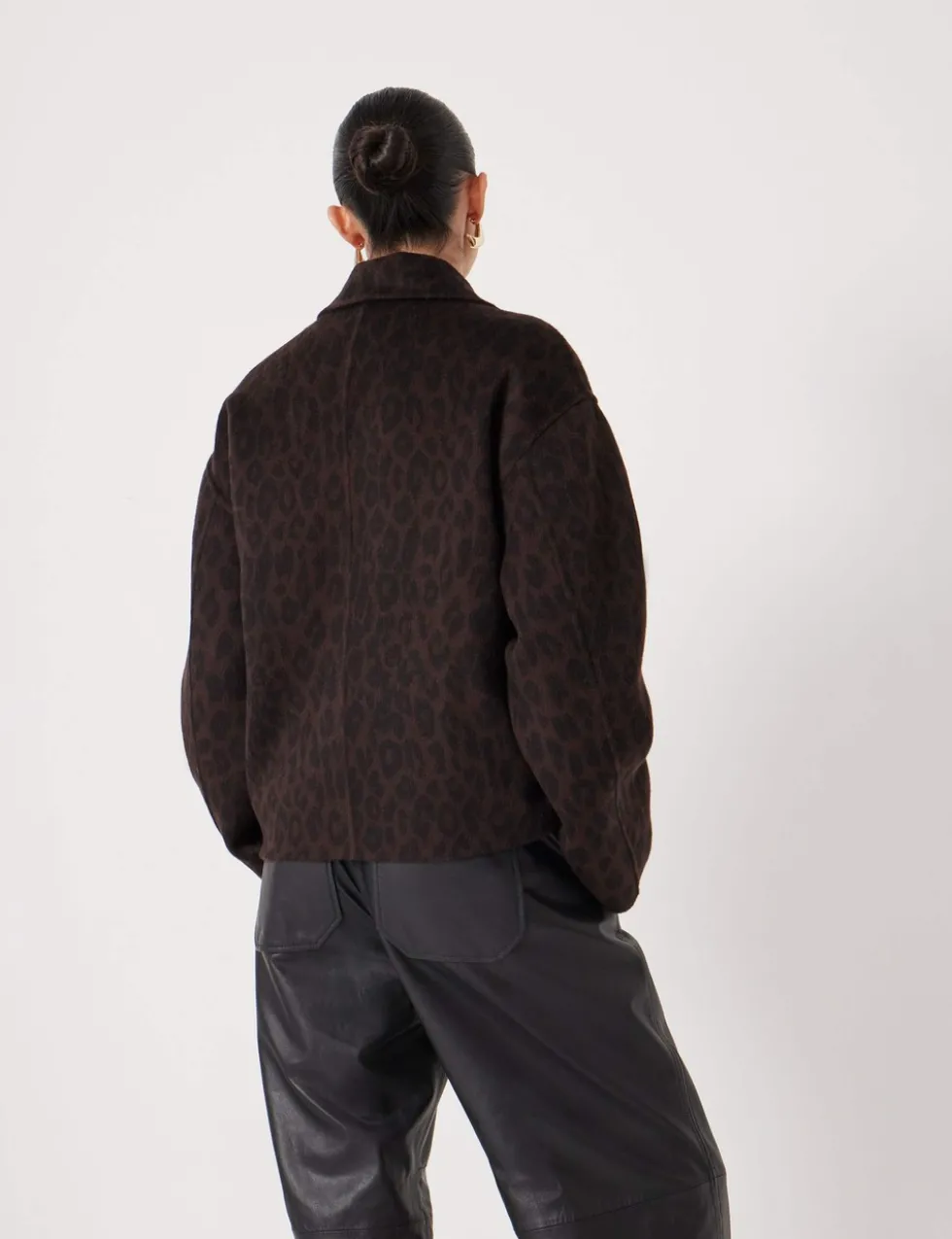 Pure Wool Leopard Print Double Faced Jacket