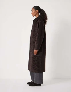 Pure Wool Leopard Print Double Faced Coat
