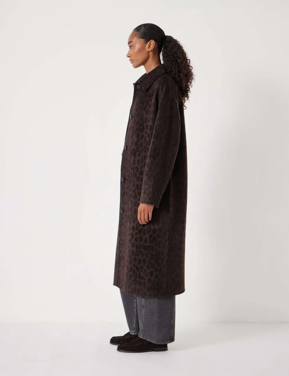 Pure Wool Leopard Print Double Faced Coat