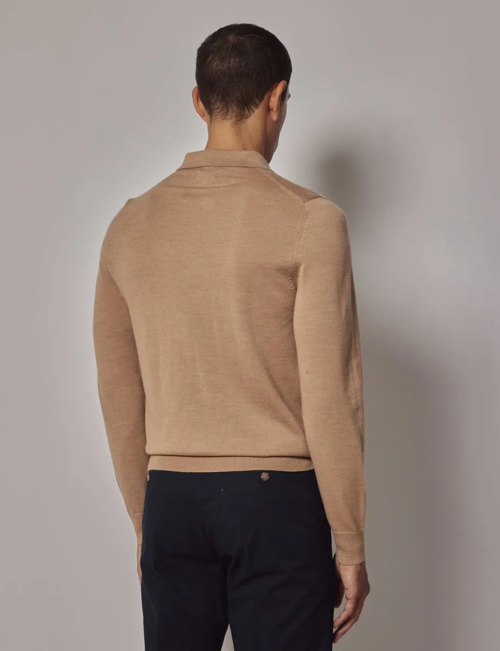 Pure Wool Long Sleeve Polo Shirt