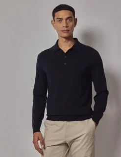 Pure Wool Long Sleeve Polo Shirt