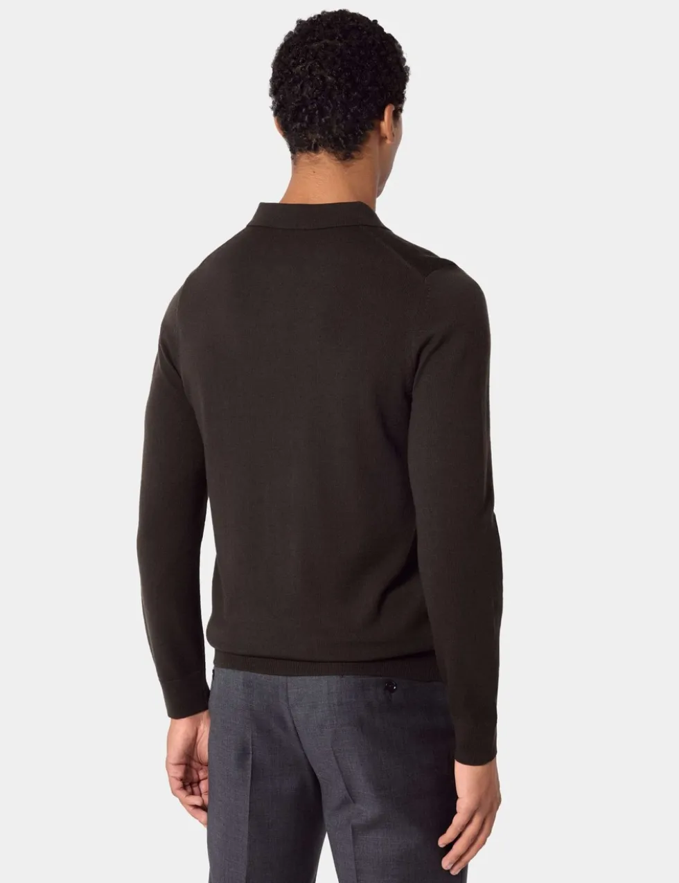 Pure Wool Long Sleeve Polo Shirt