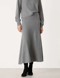 Pure Wool Midi A-Line Skirt