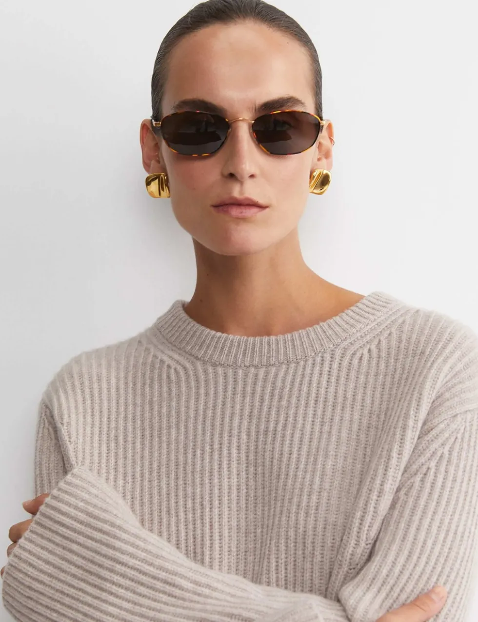 Pure Wool Ribbed Crew Neck Relaxed Jumper