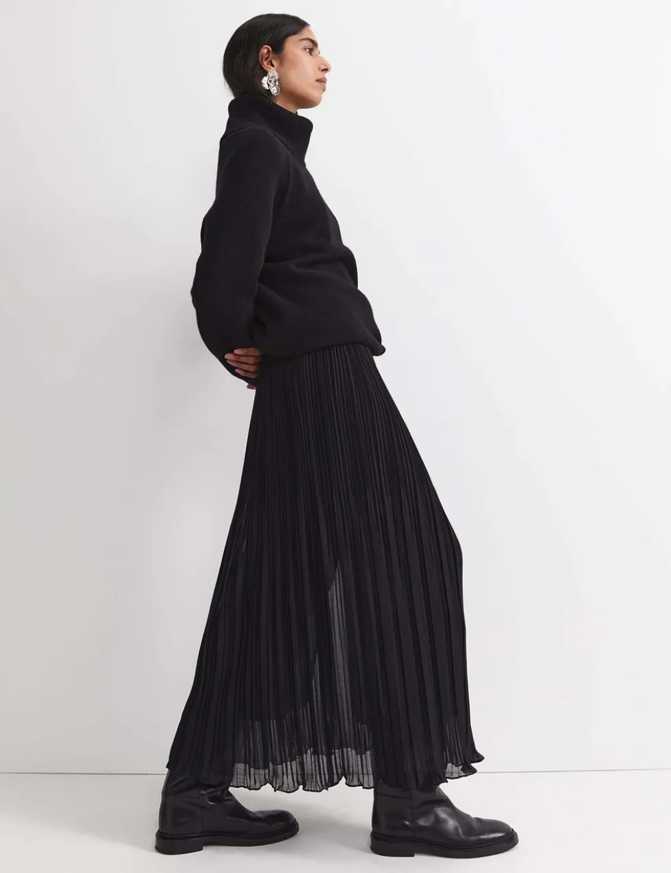 Pure Wool Roll Neck Relaxed Jumper