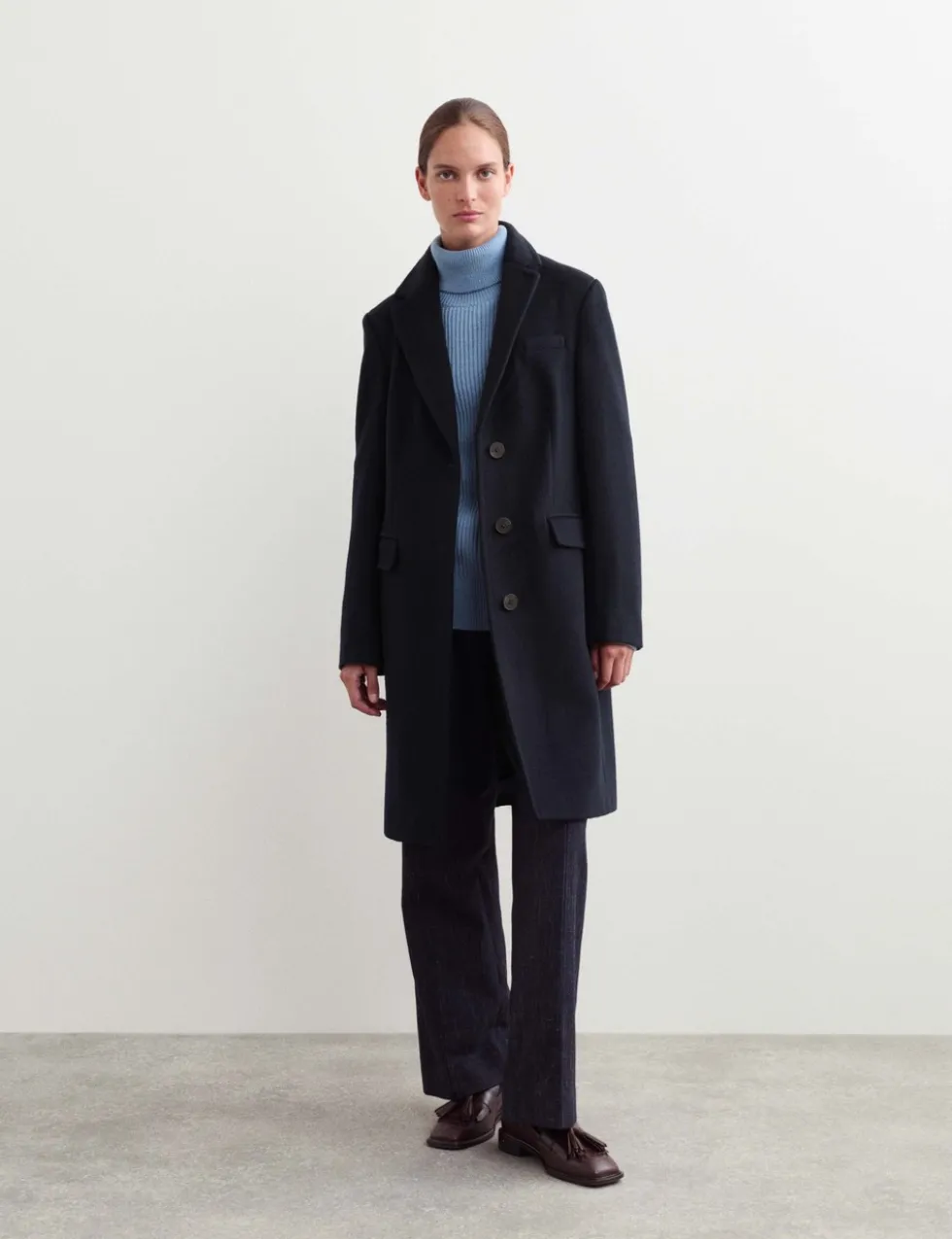 Pure Wool Single Breasted Boyfriend Coat