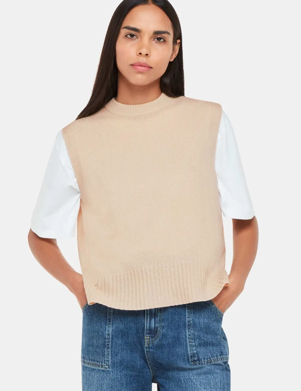 Pure Wool Split Hem Knitted Vest Top