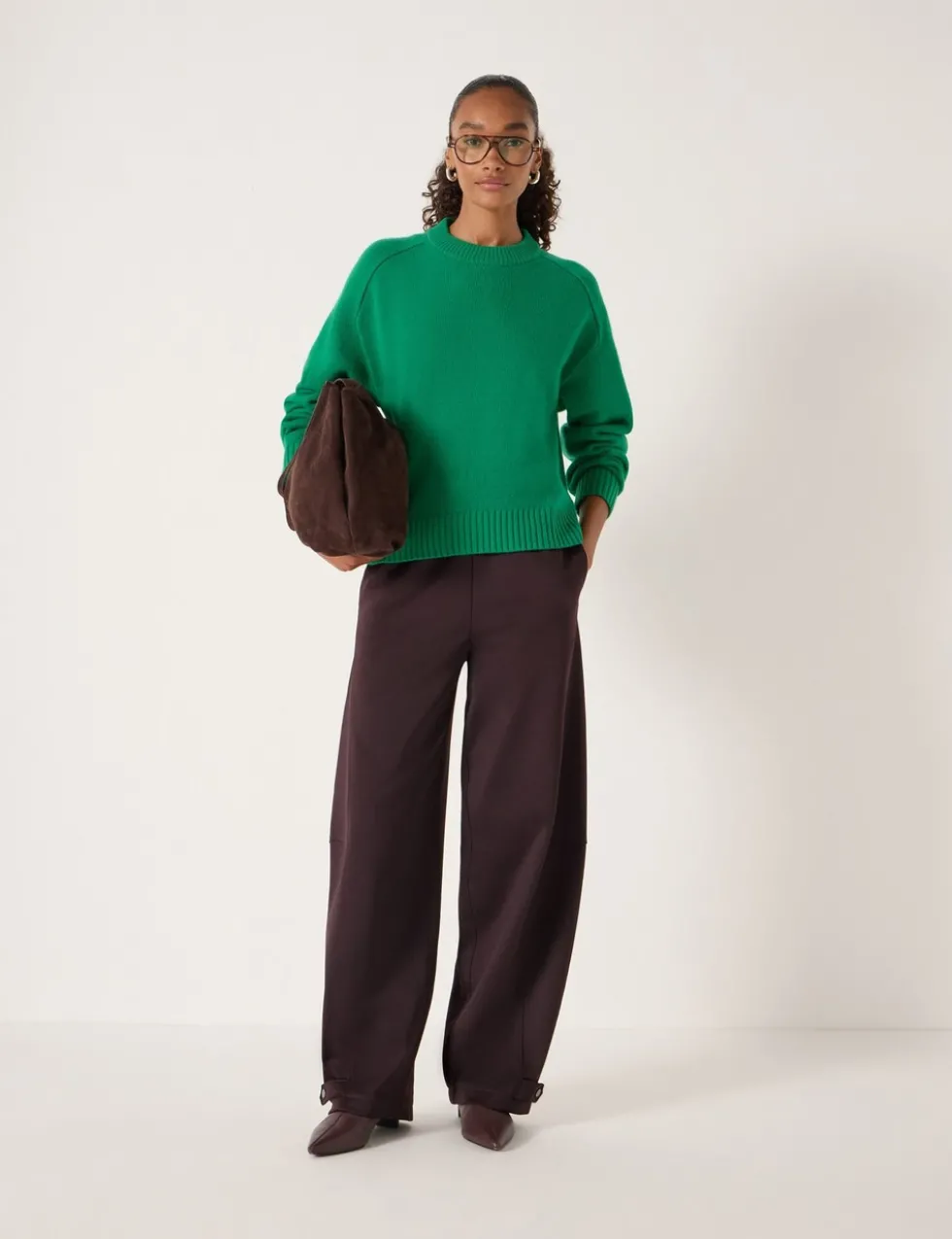 Pure Wool Textured Crew Neck Jumper