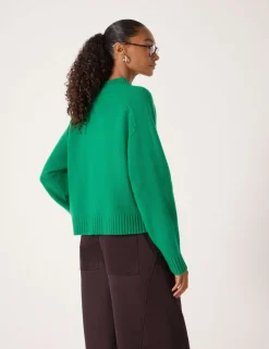 Pure Wool Textured Crew Neck Jumper