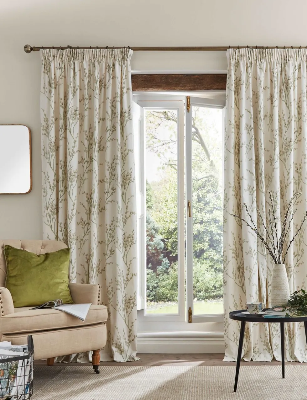 Pussy Willow Pure Cotton Pencil Pleat Curtains