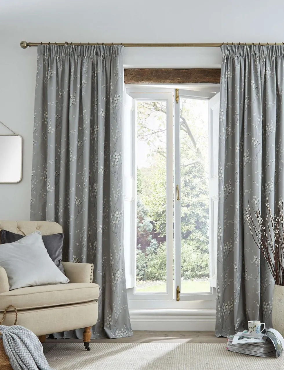 Pussy Willow Pure Cotton Pencil Pleat Curtains