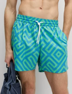 Quick Dry Geometric Print Swim Shorts