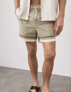 Quick Dry Geometric Print Swim Shorts