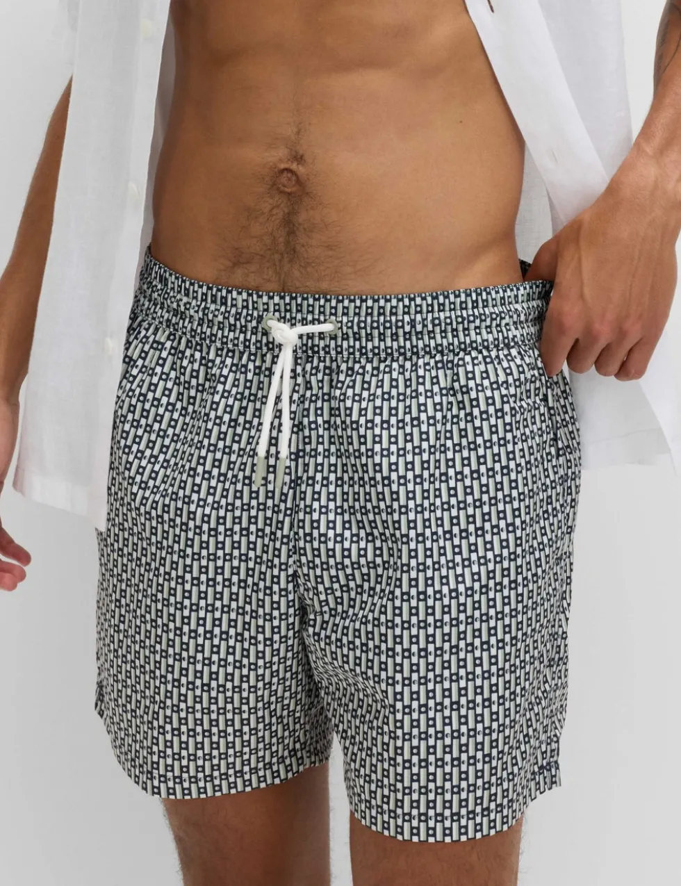 Quick Dry Geometric Print Swim Shorts