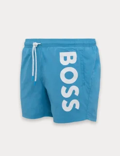 Quick Dry Pocketed Logo Graphic Swim Shorts