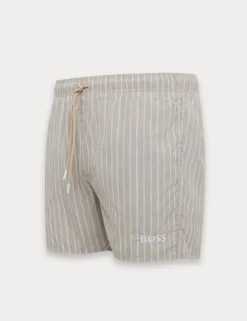 Quick Dry Pocketed Striped Swim Shorts