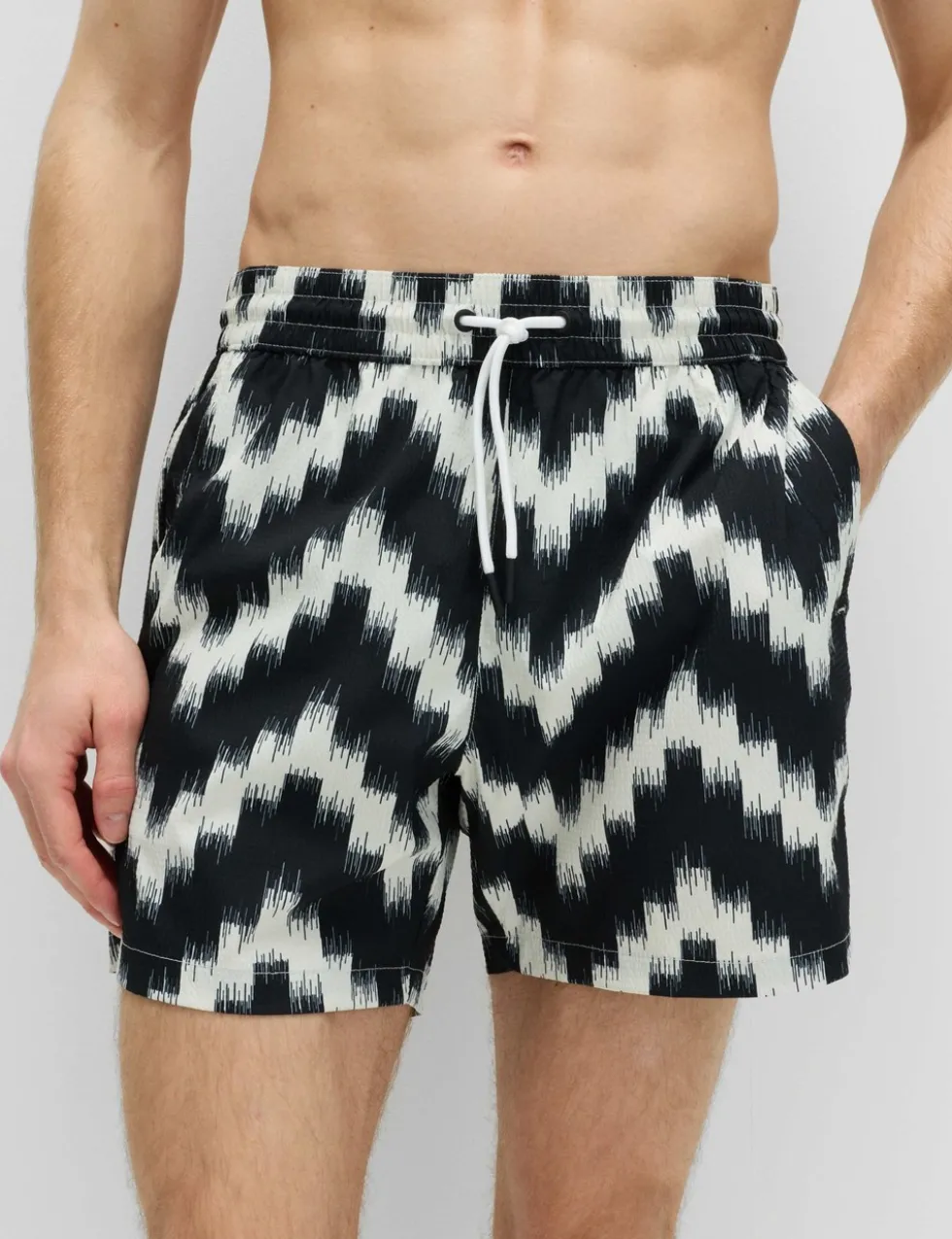 Quick Dry Textured Printed Swim Shorts