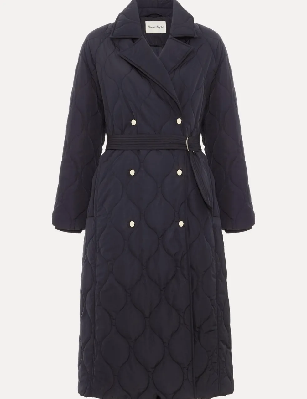 Quilted Collared Belted Longline Coat