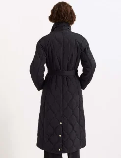 Quilted Collared Belted Longline Coat