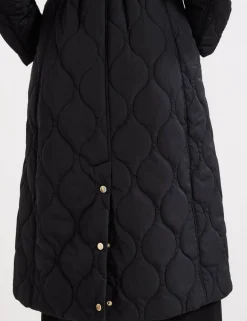 Quilted Collared Belted Longline Coat