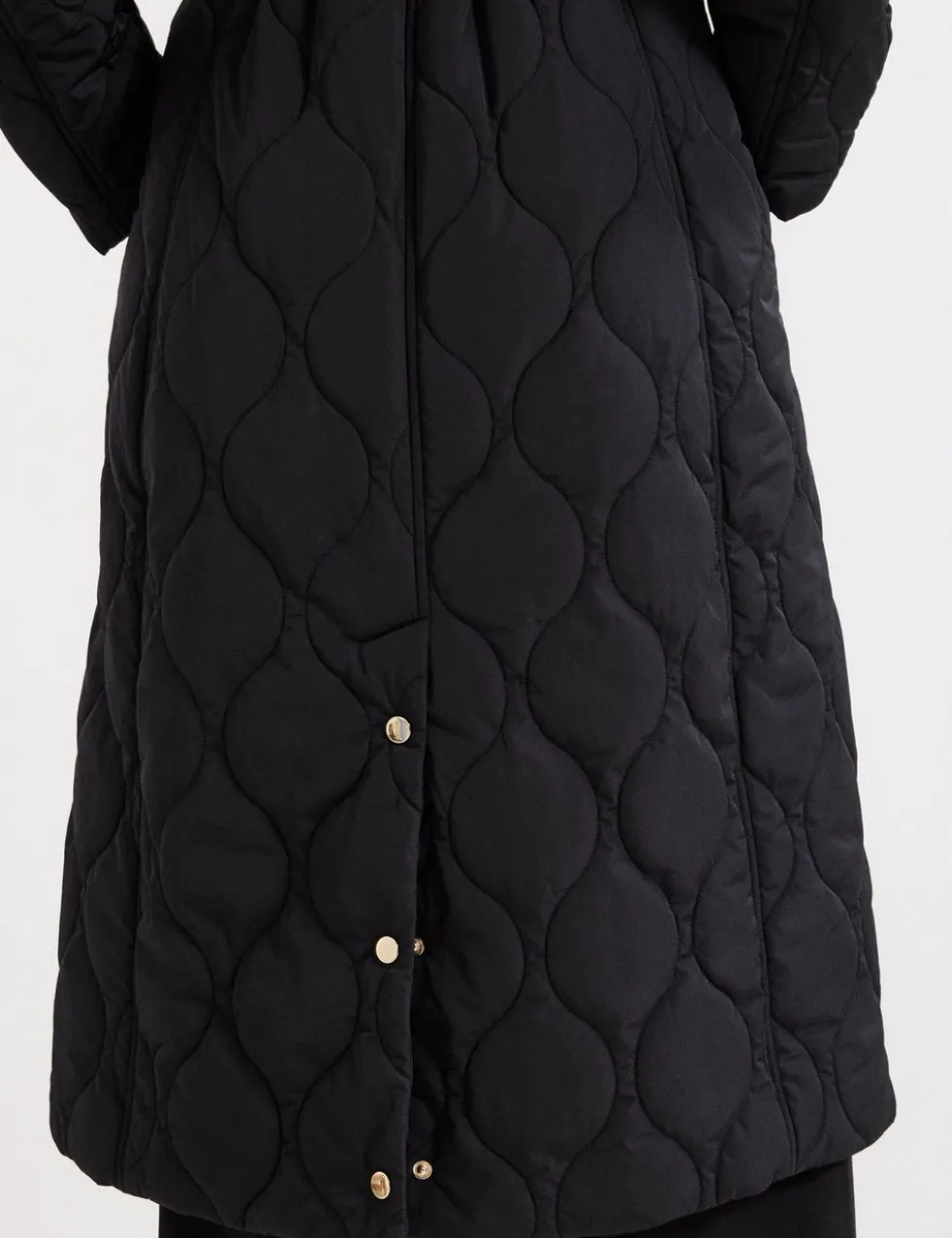 Quilted Collared Belted Longline Coat