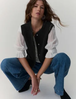 Quilted Collarless Gilet