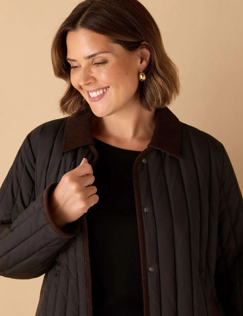 Quilted Detachable Collar Short Jacket