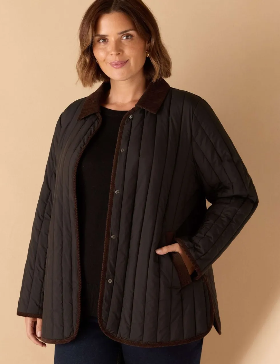 Quilted Detachable Collar Short Jacket