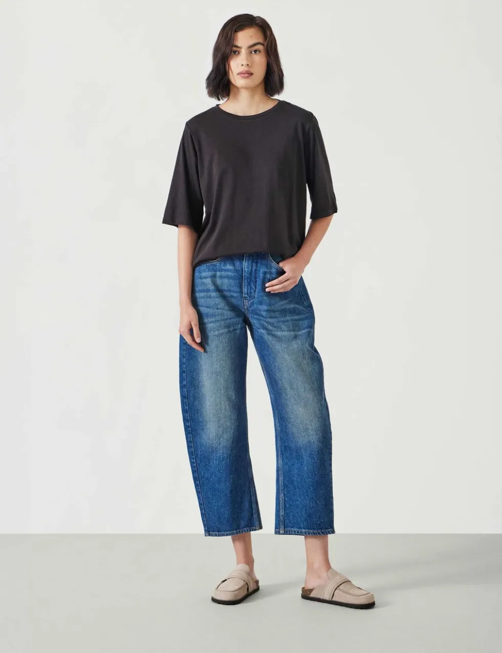 Reece Cotton Rich Crew Neck Drapey T-Shirt
